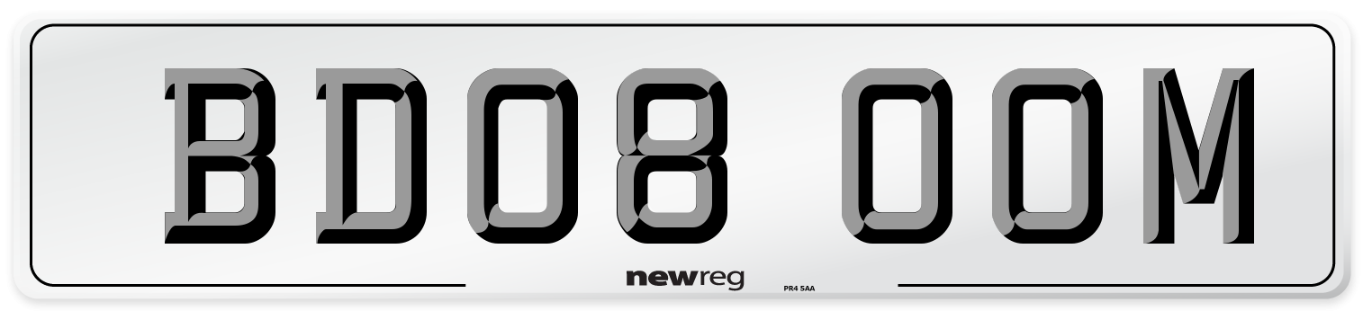 BD08 OOM Number Plate from New Reg